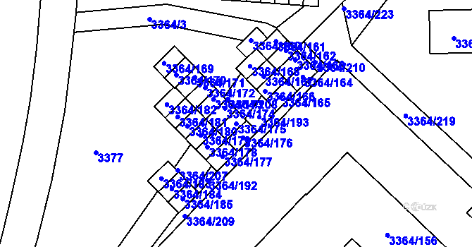 Parcela st. 3364/175 v KÚ Místek, Katastrální mapa