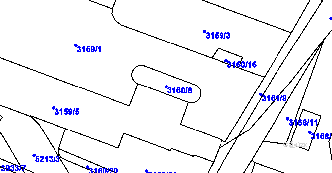 Parcela st. 3160/8 v KÚ Místek, Katastrální mapa