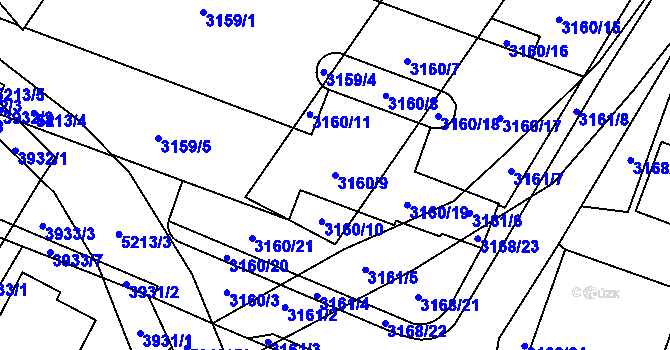 Parcela st. 3160/9 v KÚ Místek, Katastrální mapa