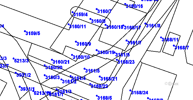 Parcela st. 3160/19 v KÚ Místek, Katastrální mapa