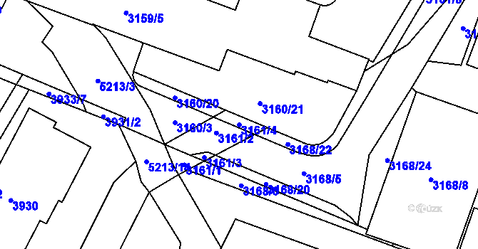 Parcela st. 3161/4 v KÚ Místek, Katastrální mapa