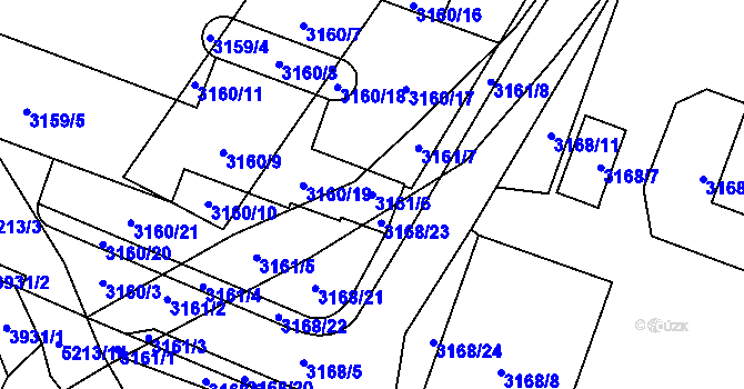 Parcela st. 3161/6 v KÚ Místek, Katastrální mapa