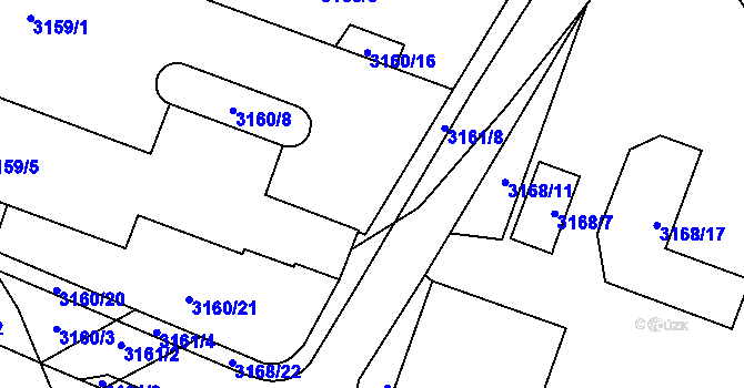Parcela st. 3161/7 v KÚ Místek, Katastrální mapa