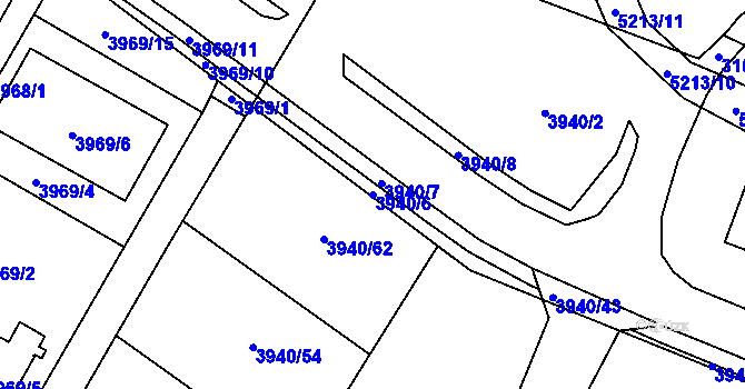 Parcela st. 3940/6 v KÚ Místek, Katastrální mapa