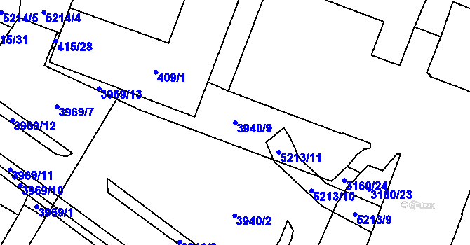 Parcela st. 3940/9 v KÚ Místek, Katastrální mapa