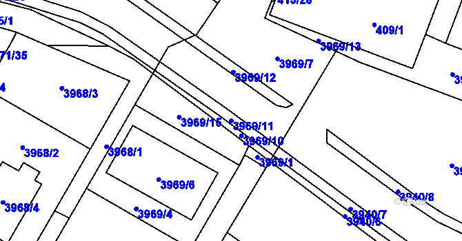 Parcela st. 3969/11 v KÚ Místek, Katastrální mapa