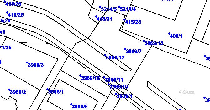 Parcela st. 3969/12 v KÚ Místek, Katastrální mapa