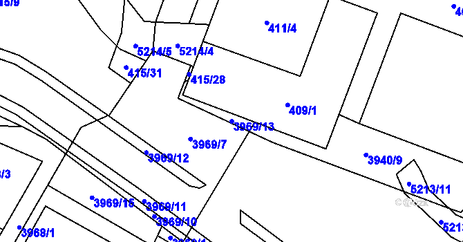Parcela st. 3969/13 v KÚ Místek, Katastrální mapa