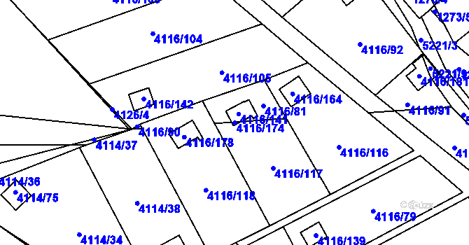 Parcela st. 4116/174 v KÚ Místek, Katastrální mapa