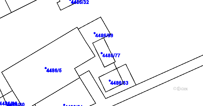 Parcela st. 4486/77 v KÚ Místek, Katastrální mapa