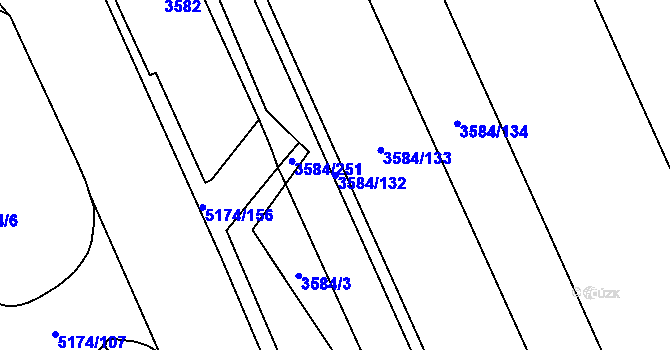 Parcela st. 3584/132 v KÚ Místek, Katastrální mapa