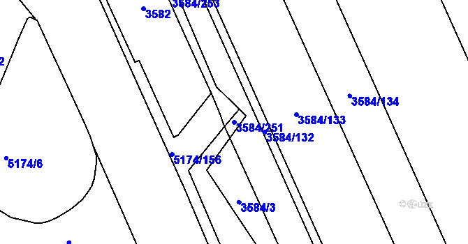Parcela st. 3584/251 v KÚ Místek, Katastrální mapa