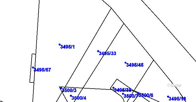 Parcela st. 3495/33 v KÚ Místek, Katastrální mapa