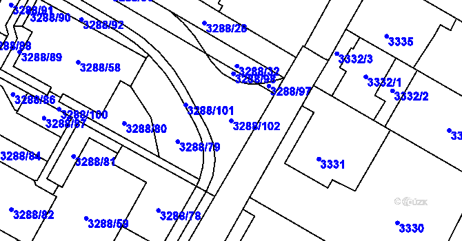 Parcela st. 3288/102 v KÚ Místek, Katastrální mapa