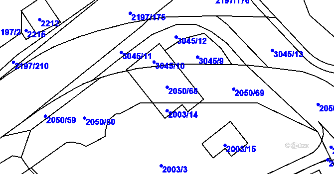 Parcela st. 2050/68 v KÚ Místek, Katastrální mapa