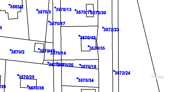 Parcela st. 3570/35 v KÚ Místek, Katastrální mapa