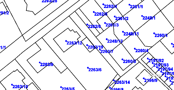 Parcela st. 2263/19 v KÚ Místek, Katastrální mapa