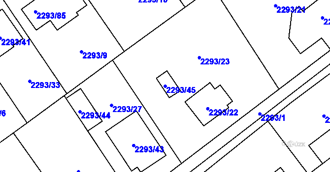 Parcela st. 2293/45 v KÚ Místek, Katastrální mapa