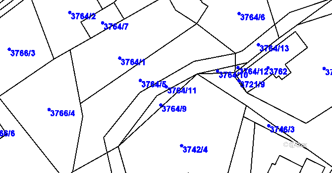 Parcela st. 3764/11 v KÚ Místek, Katastrální mapa
