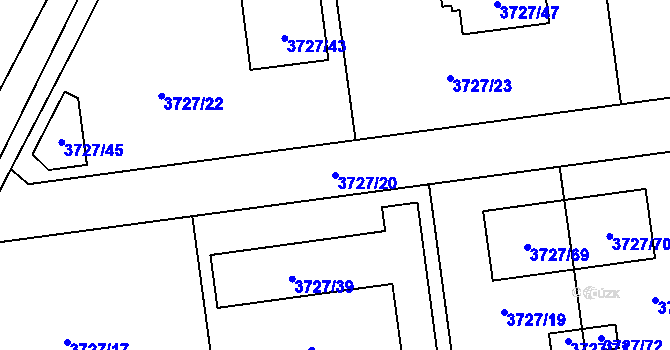 Parcela st. 3727/20 v KÚ Místek, Katastrální mapa