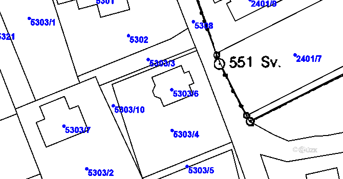 Parcela st. 5303/6 v KÚ Místek, Katastrální mapa