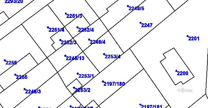 Parcela st. 2253/4 v KÚ Místek, Katastrální mapa