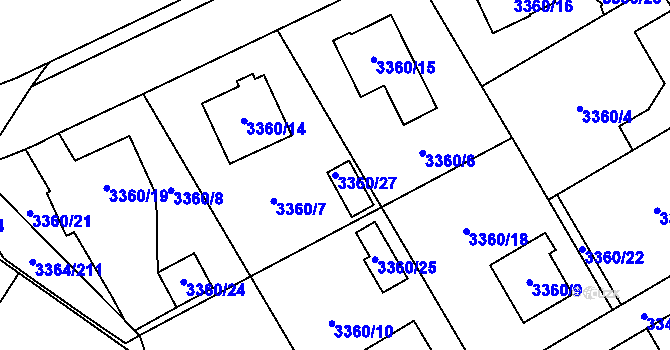 Parcela st. 3360/27 v KÚ Místek, Katastrální mapa