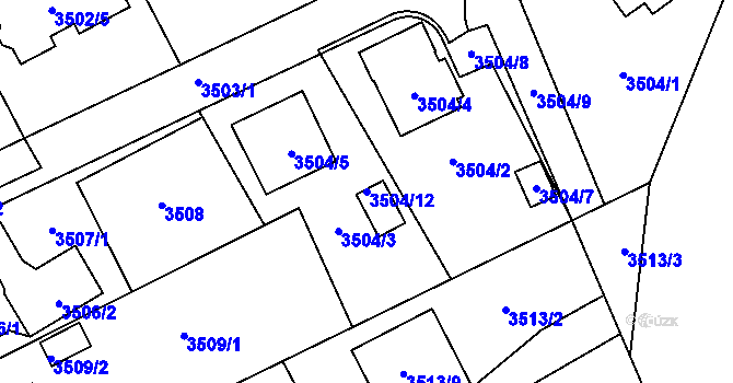 Parcela st. 3504/12 v KÚ Místek, Katastrální mapa