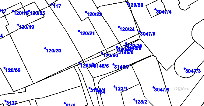 Parcela st. 120/60 v KÚ Místek, Katastrální mapa