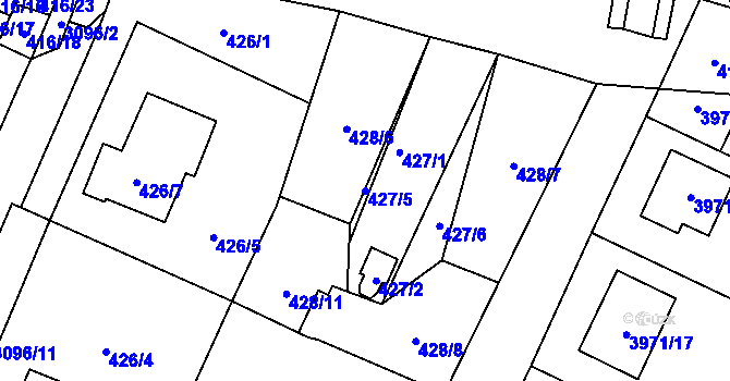 Parcela st. 427/5 v KÚ Místek, Katastrální mapa