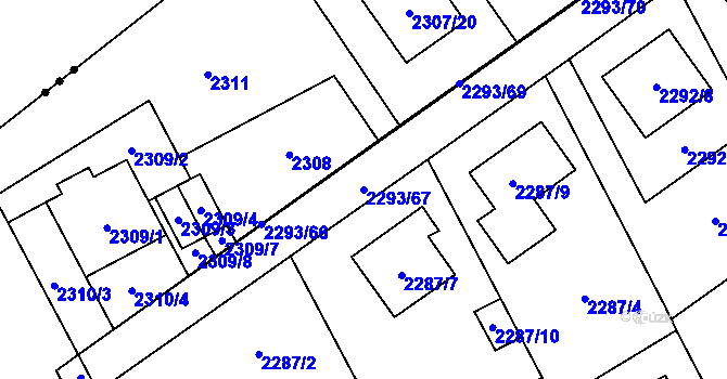Parcela st. 2293/67 v KÚ Místek, Katastrální mapa