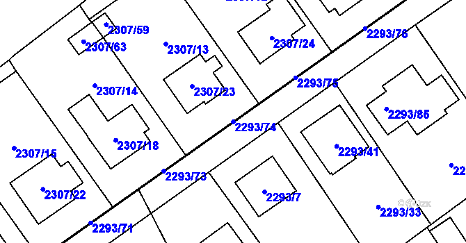 Parcela st. 2293/74 v KÚ Místek, Katastrální mapa