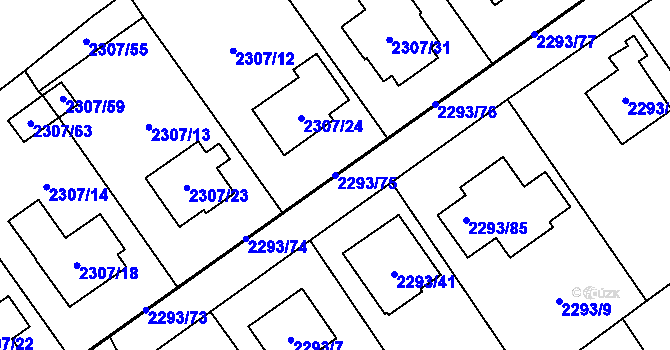 Parcela st. 2293/75 v KÚ Místek, Katastrální mapa