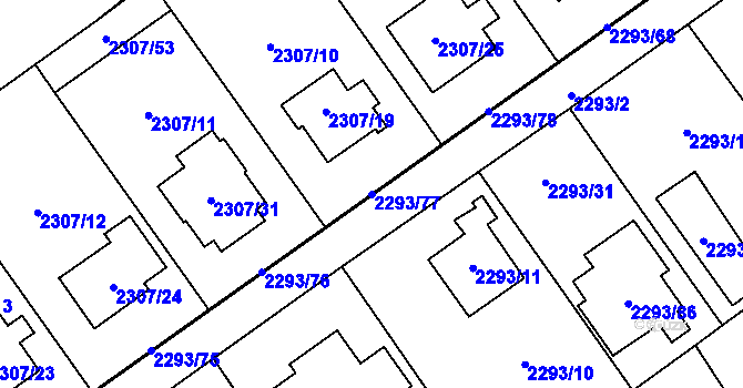 Parcela st. 2293/77 v KÚ Místek, Katastrální mapa