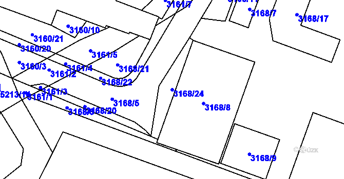Parcela st. 3168/24 v KÚ Místek, Katastrální mapa