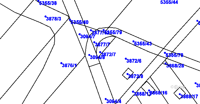 Parcela st. 3872/7 v KÚ Místek, Katastrální mapa