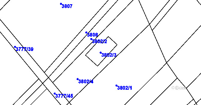Parcela st. 3802/3 v KÚ Místek, Katastrální mapa