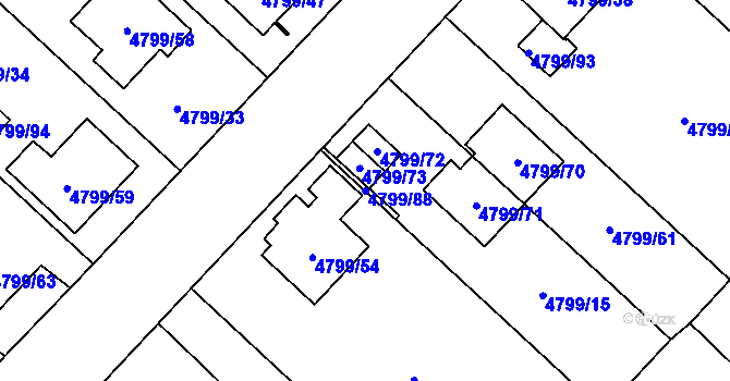 Parcela st. 4799/88 v KÚ Místek, Katastrální mapa