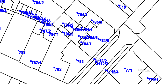 Parcela st. 784/7 v KÚ Místek, Katastrální mapa
