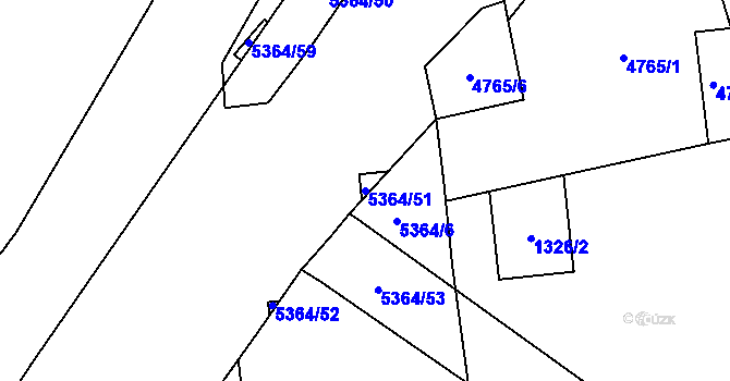 Parcela st. 5364/51 v KÚ Místek, Katastrální mapa