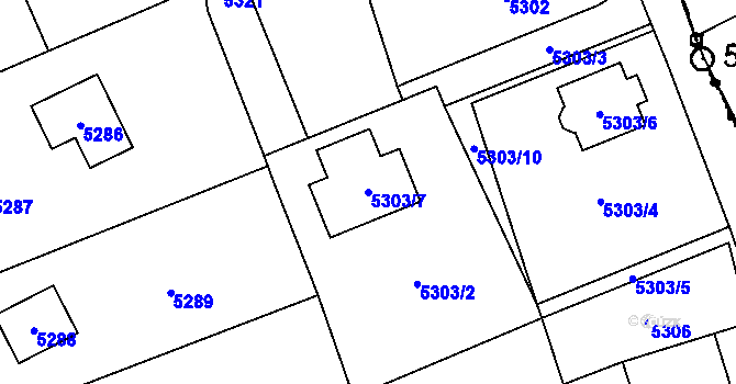 Parcela st. 5303/7 v KÚ Místek, Katastrální mapa