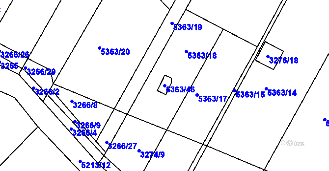 Parcela st. 5363/46 v KÚ Místek, Katastrální mapa