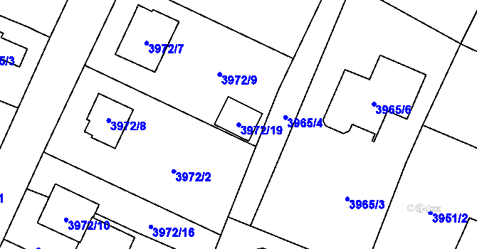 Parcela st. 3972/19 v KÚ Místek, Katastrální mapa