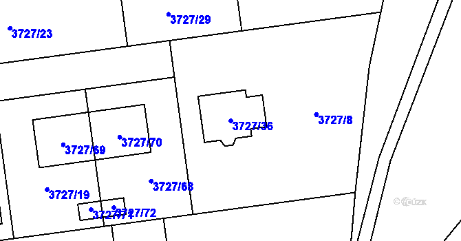 Parcela st. 3727/36 v KÚ Místek, Katastrální mapa