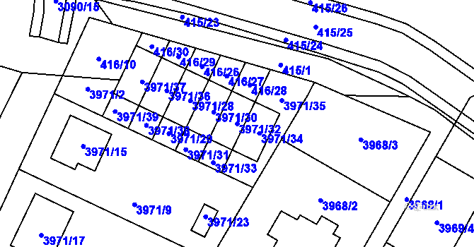 Parcela st. 3971/32 v KÚ Místek, Katastrální mapa