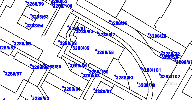 Parcela st. 3288/58 v KÚ Místek, Katastrální mapa