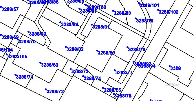 Parcela st. 3288/59 v KÚ Místek, Katastrální mapa