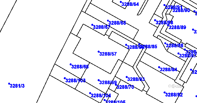 Parcela st. 3288/57 v KÚ Místek, Katastrální mapa