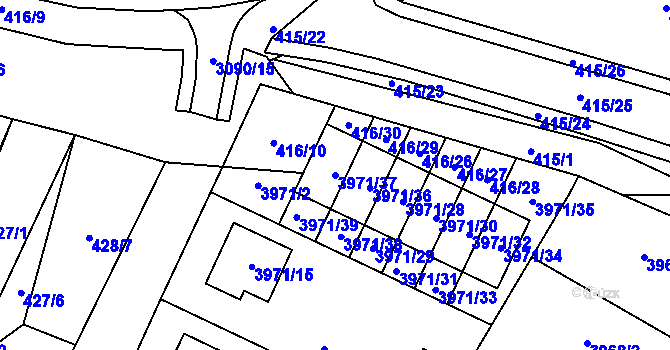 Parcela st. 3971/37 v KÚ Místek, Katastrální mapa