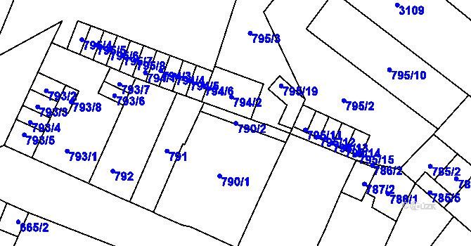Parcela st. 790/2 v KÚ Místek, Katastrální mapa